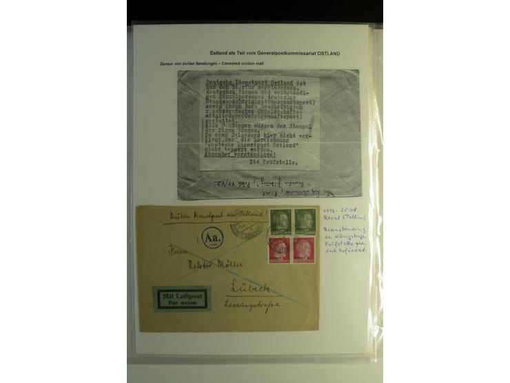 DEUTSCHE ZENSUREN: 1942/44, Sammlung von 24 Briefen bzw. Karten, dabei OWK-Zensuren, Zensurstempel, Hinweiszettel und -stempe