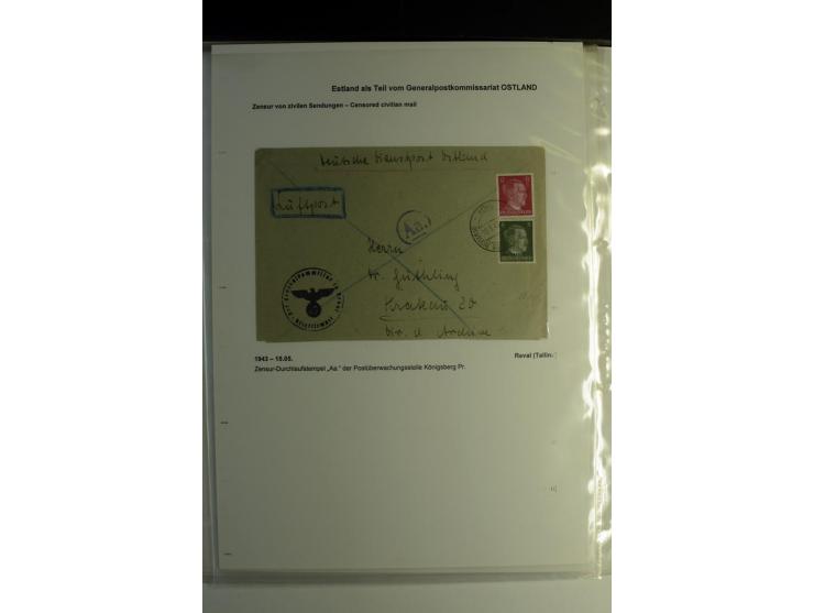 DEUTSCHE ZENSUREN: 1942/44, Sammlung von 24 Briefen bzw. Karten, dabei OWK-Zensuren, Zensurstempel, Hinweiszettel und -stempe