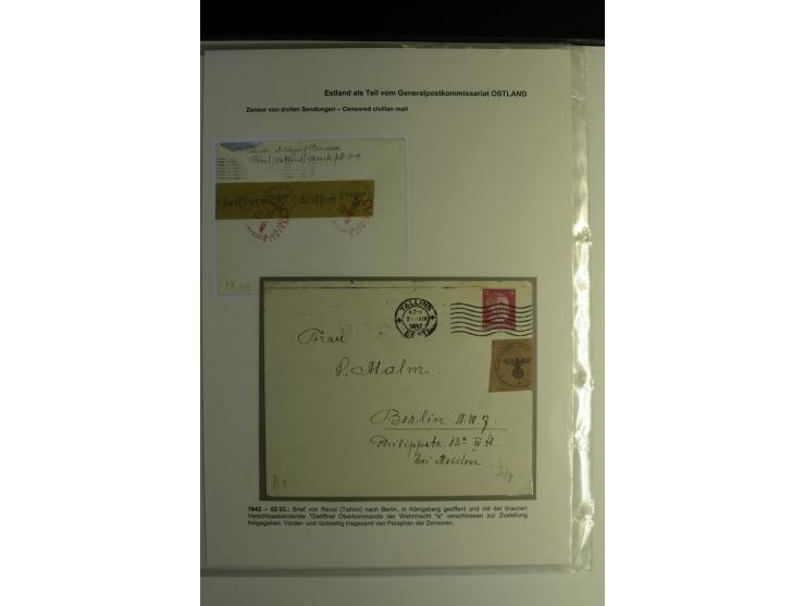 DEUTSCHE ZENSUREN: 1942/44, Sammlung von 24 Briefen bzw. Karten, dabei OWK-Zensuren, Zensurstempel, Hinweiszettel und -stempe