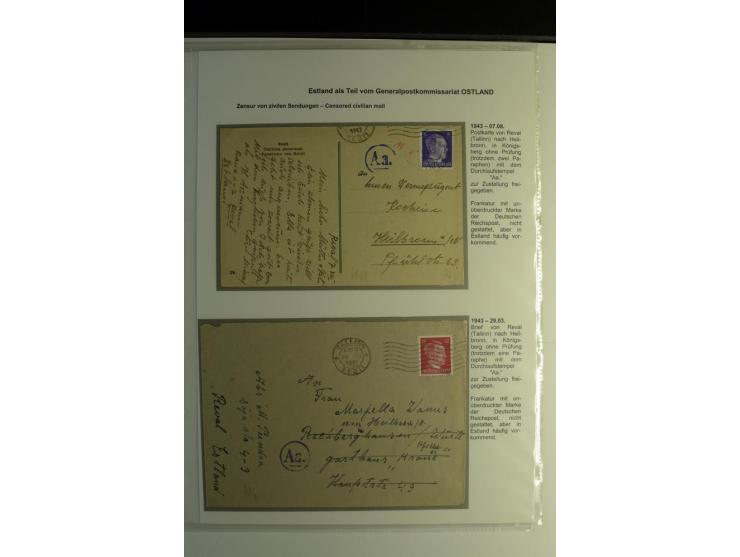 DEUTSCHE ZENSUREN: 1942/44, Sammlung von 24 Briefen bzw. Karten, dabei OWK-Zensuren, Zensurstempel, Hinweiszettel und -stempe