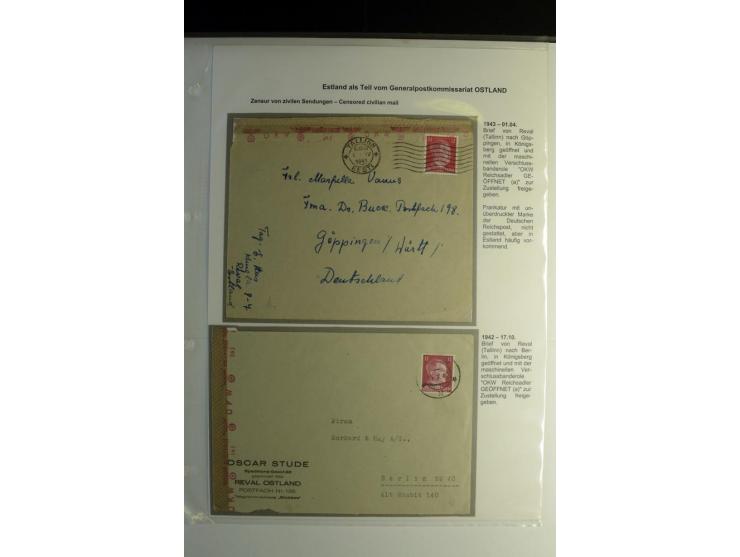 DEUTSCHE ZENSUREN: 1942/44, Sammlung von 24 Briefen bzw. Karten, dabei OWK-Zensuren, Zensurstempel, Hinweiszettel und -stempe