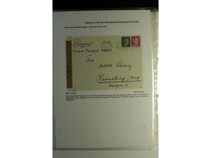 DEUTSCHE ZENSUREN: 1942/44, Sammlung von 24 Briefen bzw. Karten, dabei OWK-Zensuren, Zensurstempel, Hinweiszettel und -stempe