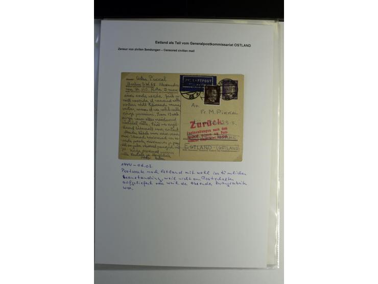 DEUTSCHE ZENSUREN: 1942/44, Sammlung von 24 Briefen bzw. Karten, dabei OWK-Zensuren, Zensurstempel, Hinweiszettel und -stempe