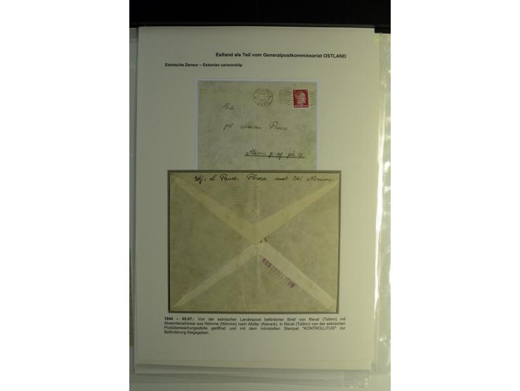 ESTNISCHE ZENSUREN: 1942/44, Sammlung von 10 Briefen bzw. Karten mit Stempel "KONTROLLITUD", alles beschrieben, gute Erhaltun