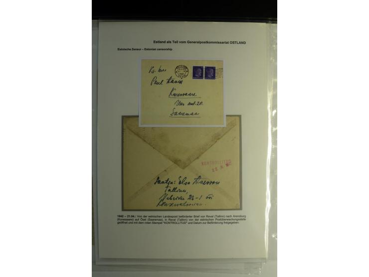 ESTNISCHE ZENSUREN: 1942/44, Sammlung von 10 Briefen bzw. Karten mit Stempel "KONTROLLITUD", alles beschrieben, gute Erhaltun