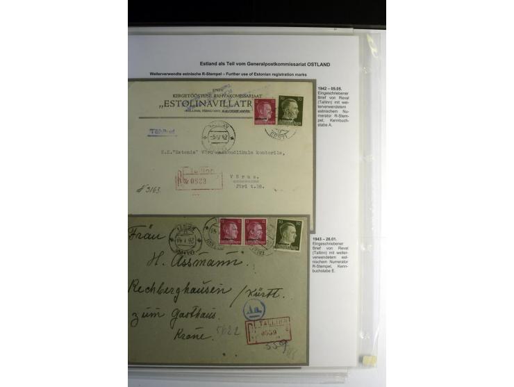 WEITERVERWENDETE ESTNISCHE R-STEMPEL: 1942/43, Sammlung von 12 Briefen, gute Erhaltung, alles beschrieben