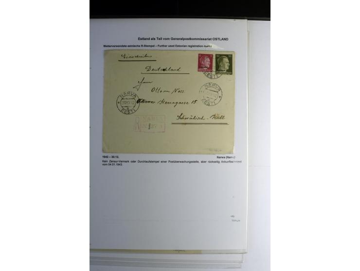 WEITERVERWENDETE ESTNISCHE R-STEMPEL: 1942/43, Sammlung von 12 Briefen, gute Erhaltung, alles beschrieben