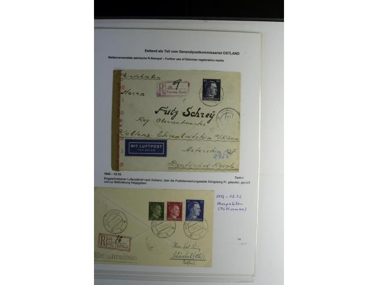 WEITERVERWENDETE ESTNISCHE R-STEMPEL: 1942/43, Sammlung von 12 Briefen, gute Erhaltung, alles beschrieben