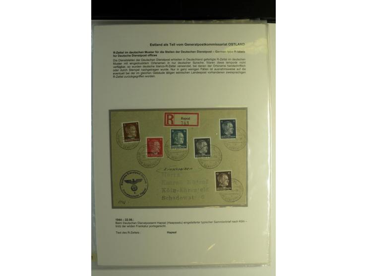R-ZETTEL IM DEUTSCHEN MUSTER: 1942/44, Deutsche Dienstpost, Arensburg bis Werro, Sammlung von 38 Briefen, dabei auch Aushilfs