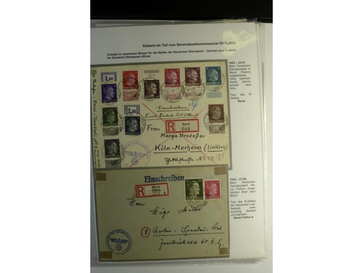 R-ZETTEL IM DEUTSCHEN MUSTER: 1942/44, Deutsche Dienstpost, Arensburg bis Werro, Sammlung von 38 Briefen, dabei auch Aushilfs