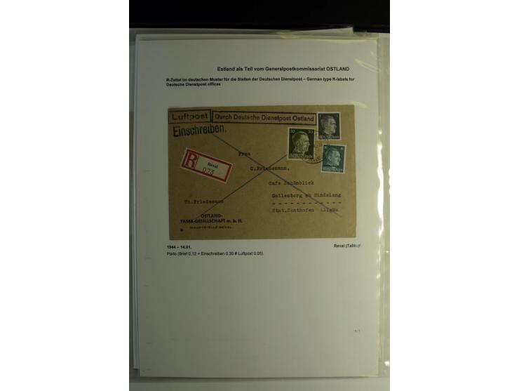 R-ZETTEL IM DEUTSCHEN MUSTER: 1942/44, Deutsche Dienstpost, Arensburg bis Werro, Sammlung von 38 Briefen, dabei auch Aushilfs
