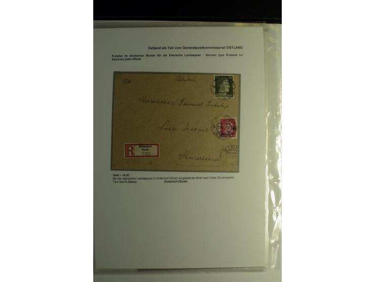 R-ZETTEL IM DEUTSCHEN MUSTER: 1942/44, Deutsche Dienstpost, Arensburg bis Werro, Sammlung von 38 Briefen, dabei auch Aushilfs
