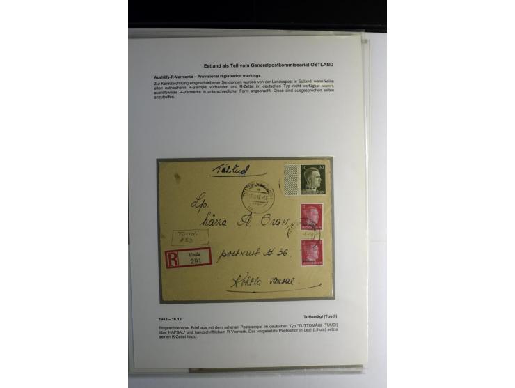 R-ZETTEL IM DEUTSCHEN MUSTER: 1942/44, Deutsche Dienstpost, Arensburg bis Werro, Sammlung von 38 Briefen, dabei auch Aushilfs