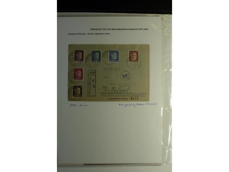 R-ZETTEL IM DEUTSCHEN MUSTER: 1942/44, Deutsche Dienstpost, Arensburg bis Werro, Sammlung von 38 Briefen, dabei auch Aushilfs