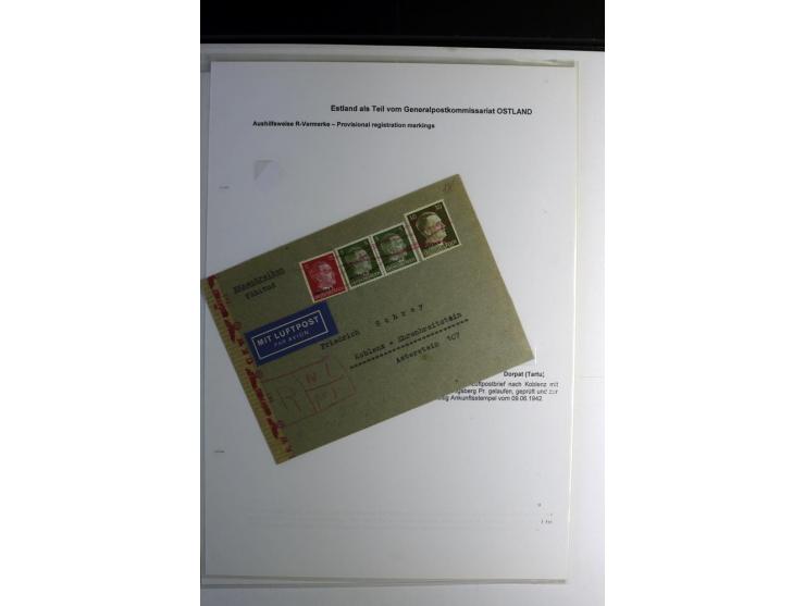 R-ZETTEL IM DEUTSCHEN MUSTER: 1942/44, Deutsche Dienstpost, Arensburg bis Werro, Sammlung von 38 Briefen, dabei auch Aushilfs