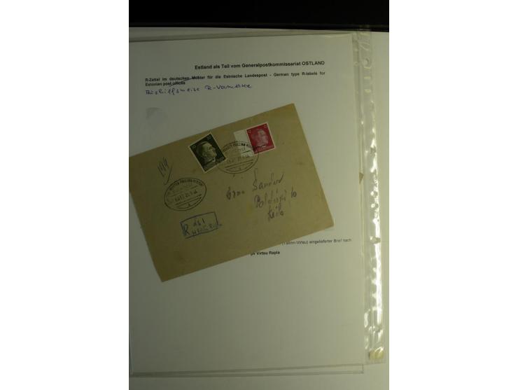R-ZETTEL IM DEUTSCHEN MUSTER: 1942/44, Deutsche Dienstpost, Arensburg bis Werro, Sammlung von 38 Briefen, dabei auch Aushilfs