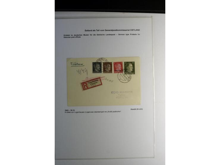 R-ZETTEL IM DEUTSCHEN MUSTER: 1942/44, Deutsche Dienstpost, Arensburg bis Werro, Sammlung von 38 Briefen, dabei auch Aushilfs