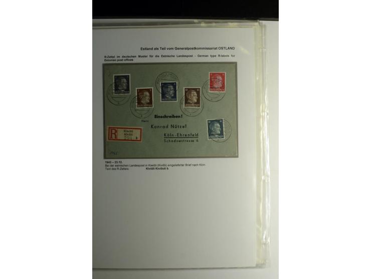 R-ZETTEL IM DEUTSCHEN MUSTER: 1943/44, Estnische Landespost, Abja bis Taebla, Sammlung von 29 Briefen, dabei ein lettischer R