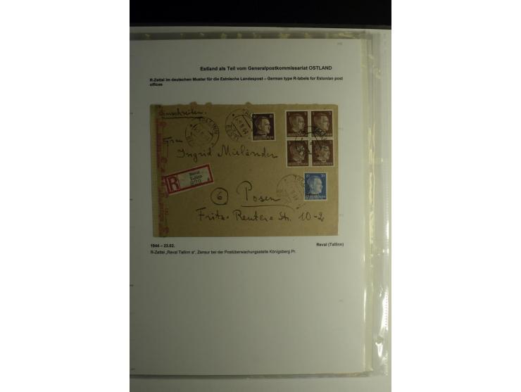 R-ZETTEL IM DEUTSCHEN MUSTER: 1943/44, Estnische Landespost, Abja bis Taebla, Sammlung von 29 Briefen, dabei ein lettischer R