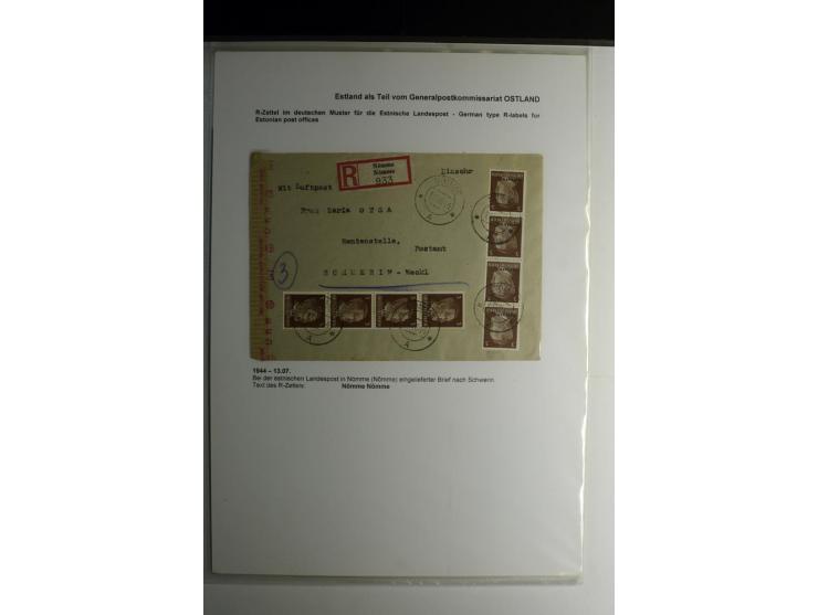 R-ZETTEL IM DEUTSCHEN MUSTER: 1943/44, Estnische Landespost, Abja bis Taebla, Sammlung von 29 Briefen, dabei ein lettischer R