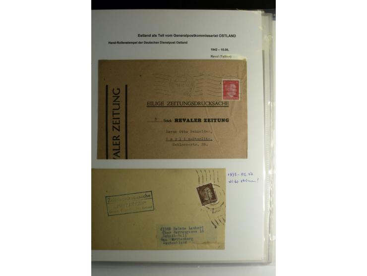 ESTNISCHE STEMPEL: AIMEL bis WÖLLA, über 80 Briefe und Karten, dazu 3 Belege mit Bahnpoststempeln sowie einige Maschinenstemp