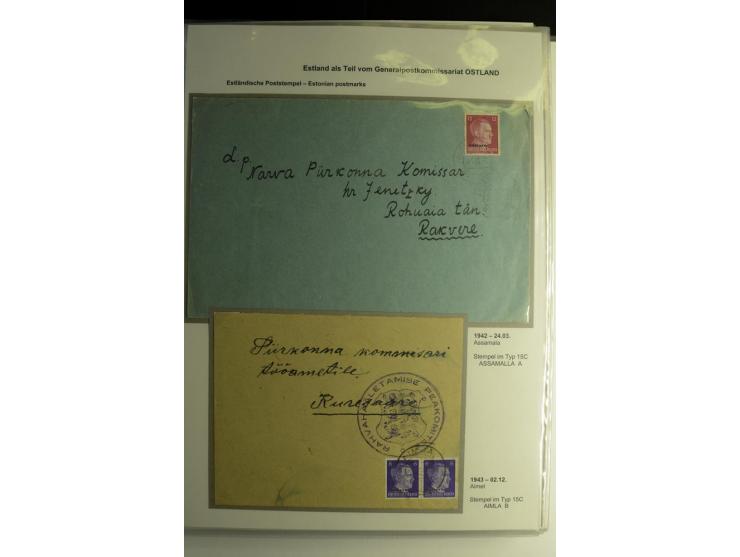 ESTNISCHE STEMPEL: AIMEL bis WÖLLA, über 80 Briefe und Karten, dazu 3 Belege mit Bahnpoststempeln sowie einige Maschinenstemp