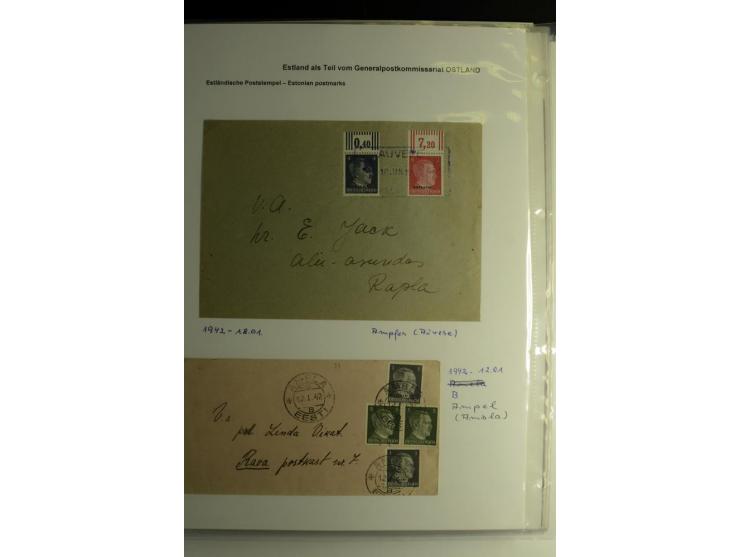 ESTNISCHE STEMPEL: AIMEL bis WÖLLA, über 80 Briefe und Karten, dazu 3 Belege mit Bahnpoststempeln sowie einige Maschinenstemp