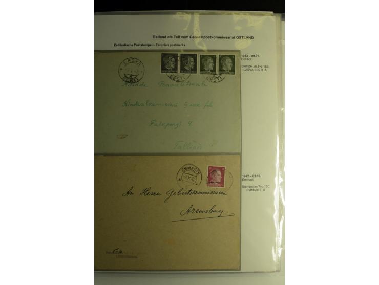 ESTNISCHE STEMPEL: AIMEL bis WÖLLA, über 80 Briefe und Karten, dazu 3 Belege mit Bahnpoststempeln sowie einige Maschinenstemp