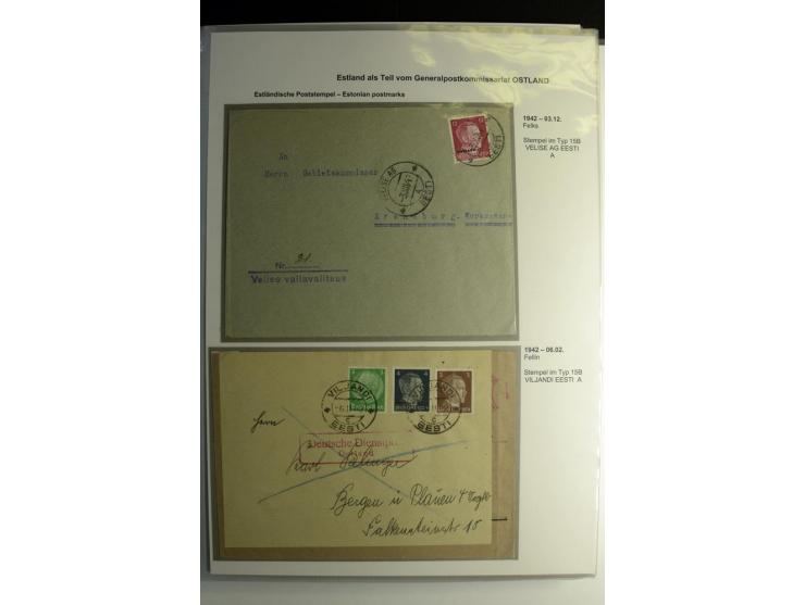 ESTNISCHE STEMPEL: AIMEL bis WÖLLA, über 80 Briefe und Karten, dazu 3 Belege mit Bahnpoststempeln sowie einige Maschinenstemp