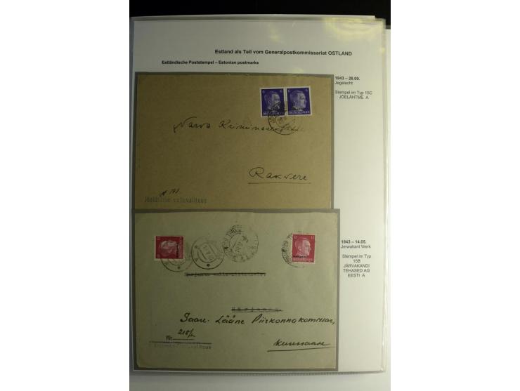 ESTNISCHE STEMPEL: AIMEL bis WÖLLA, über 80 Briefe und Karten, dazu 3 Belege mit Bahnpoststempeln sowie einige Maschinenstemp