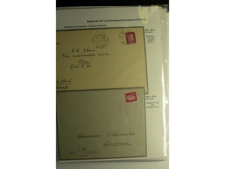 ESTNISCHE STEMPEL: AIMEL bis WÖLLA, über 80 Briefe und Karten, dazu 3 Belege mit Bahnpoststempeln sowie einige Maschinenstemp