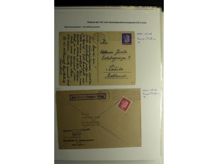 ESTNISCHE STEMPEL: AIMEL bis WÖLLA, über 80 Briefe und Karten, dazu 3 Belege mit Bahnpoststempeln sowie einige Maschinenstemp