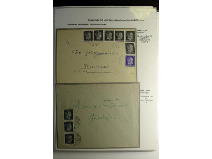 ESTNISCHE STEMPEL: AIMEL bis WÖLLA, über 80 Briefe und Karten, dazu 3 Belege mit Bahnpoststempeln sowie einige Maschinenstemp