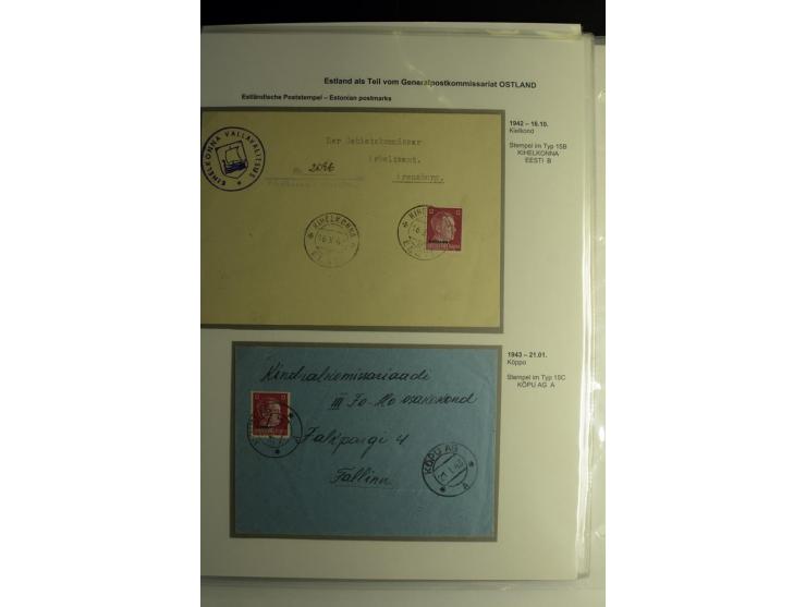 ESTNISCHE STEMPEL: AIMEL bis WÖLLA, über 80 Briefe und Karten, dazu 3 Belege mit Bahnpoststempeln sowie einige Maschinenstemp