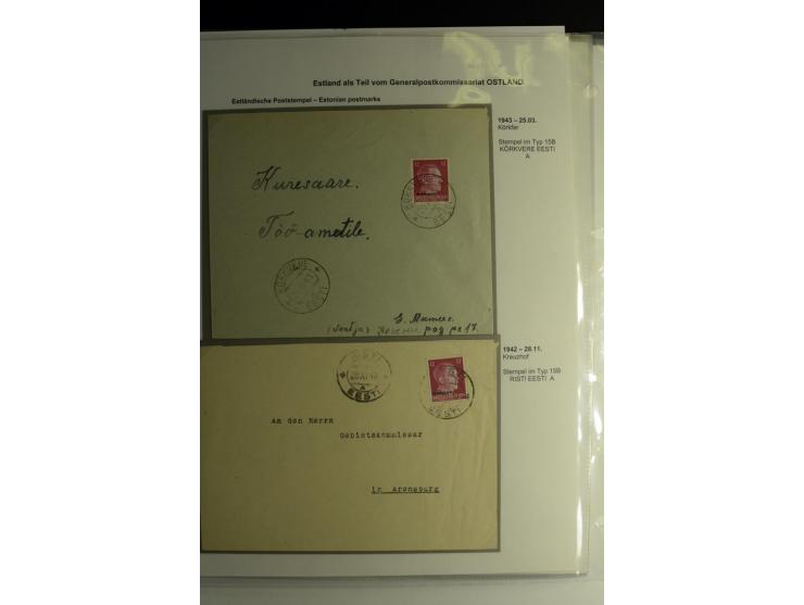 ESTNISCHE STEMPEL: AIMEL bis WÖLLA, über 80 Briefe und Karten, dazu 3 Belege mit Bahnpoststempeln sowie einige Maschinenstemp