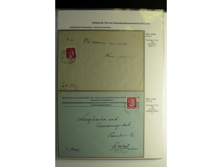 ESTNISCHE STEMPEL: AIMEL bis WÖLLA, über 80 Briefe und Karten, dazu 3 Belege mit Bahnpoststempeln sowie einige Maschinenstemp