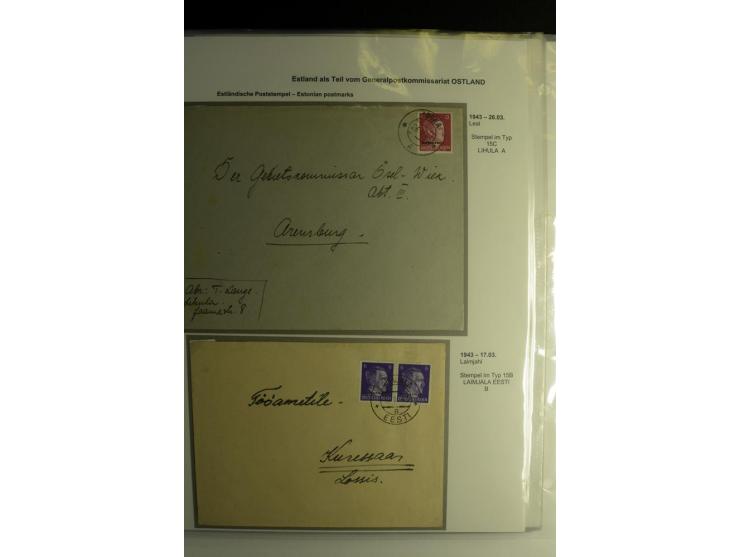 ESTNISCHE STEMPEL: AIMEL bis WÖLLA, über 80 Briefe und Karten, dazu 3 Belege mit Bahnpoststempeln sowie einige Maschinenstemp