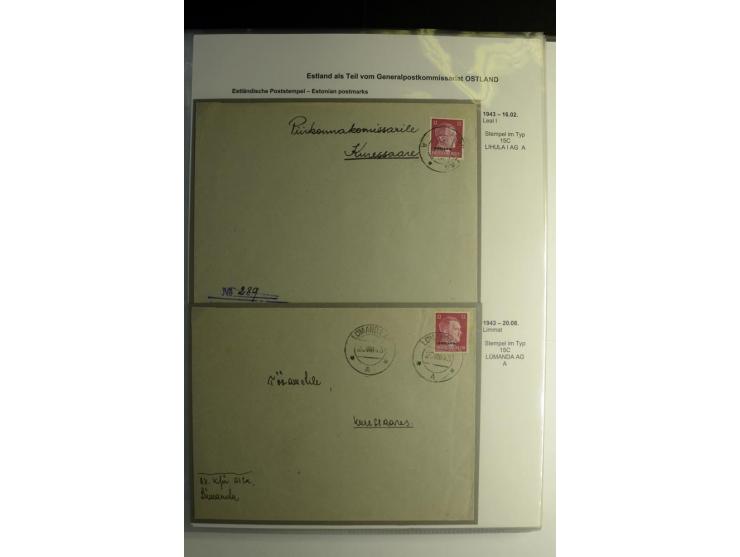 ESTNISCHE STEMPEL: AIMEL bis WÖLLA, über 80 Briefe und Karten, dazu 3 Belege mit Bahnpoststempeln sowie einige Maschinenstemp