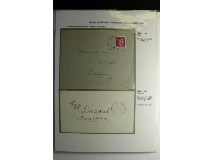 ESTNISCHE STEMPEL: AIMEL bis WÖLLA, über 80 Briefe und Karten, dazu 3 Belege mit Bahnpoststempeln sowie einige Maschinenstemp