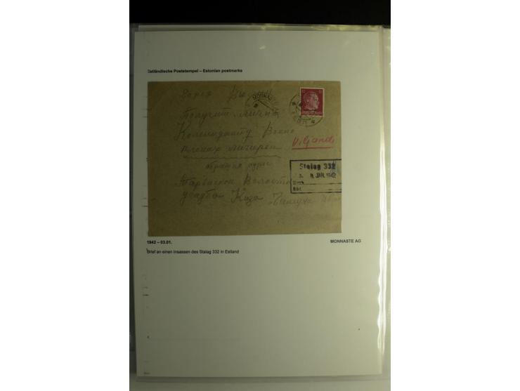ESTNISCHE STEMPEL: AIMEL bis WÖLLA, über 80 Briefe und Karten, dazu 3 Belege mit Bahnpoststempeln sowie einige Maschinenstemp