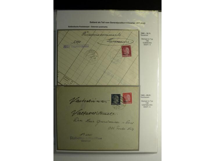 ESTNISCHE STEMPEL: AIMEL bis WÖLLA, über 80 Briefe und Karten, dazu 3 Belege mit Bahnpoststempeln sowie einige Maschinenstemp