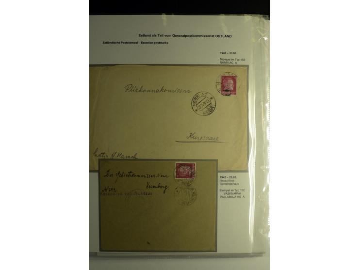 ESTNISCHE STEMPEL: AIMEL bis WÖLLA, über 80 Briefe und Karten, dazu 3 Belege mit Bahnpoststempeln sowie einige Maschinenstemp