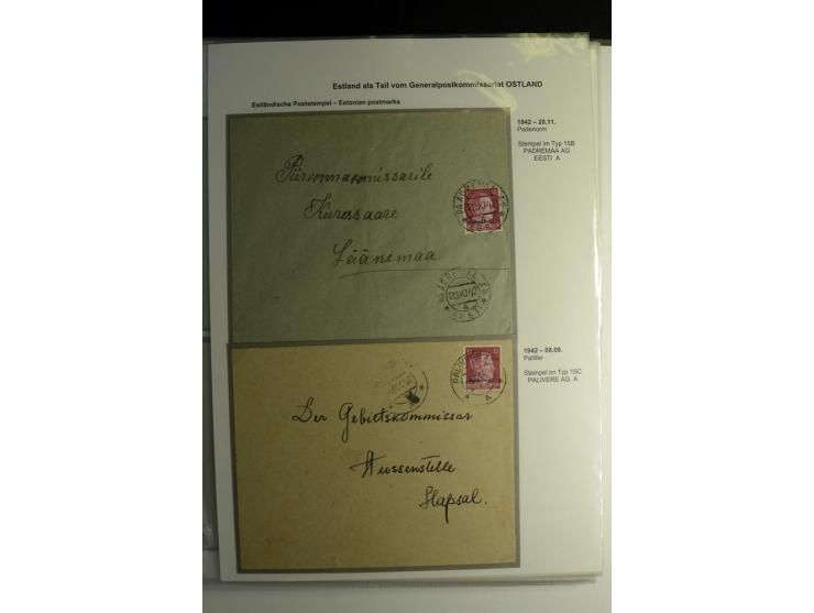 ESTNISCHE STEMPEL: AIMEL bis WÖLLA, über 80 Briefe und Karten, dazu 3 Belege mit Bahnpoststempeln sowie einige Maschinenstemp