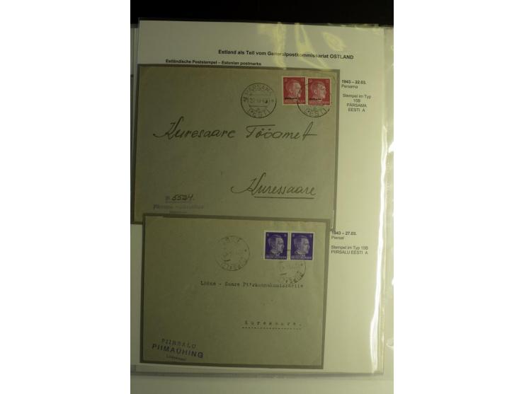 ESTNISCHE STEMPEL: AIMEL bis WÖLLA, über 80 Briefe und Karten, dazu 3 Belege mit Bahnpoststempeln sowie einige Maschinenstemp