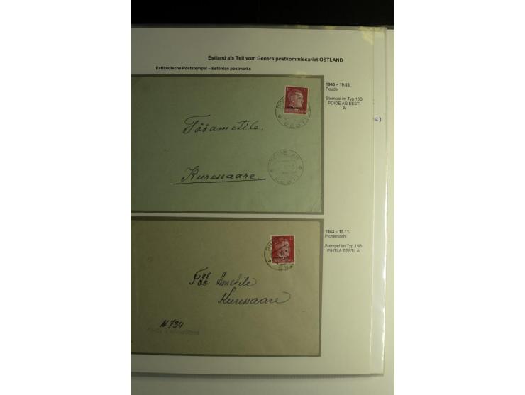 ESTNISCHE STEMPEL: AIMEL bis WÖLLA, über 80 Briefe und Karten, dazu 3 Belege mit Bahnpoststempeln sowie einige Maschinenstemp