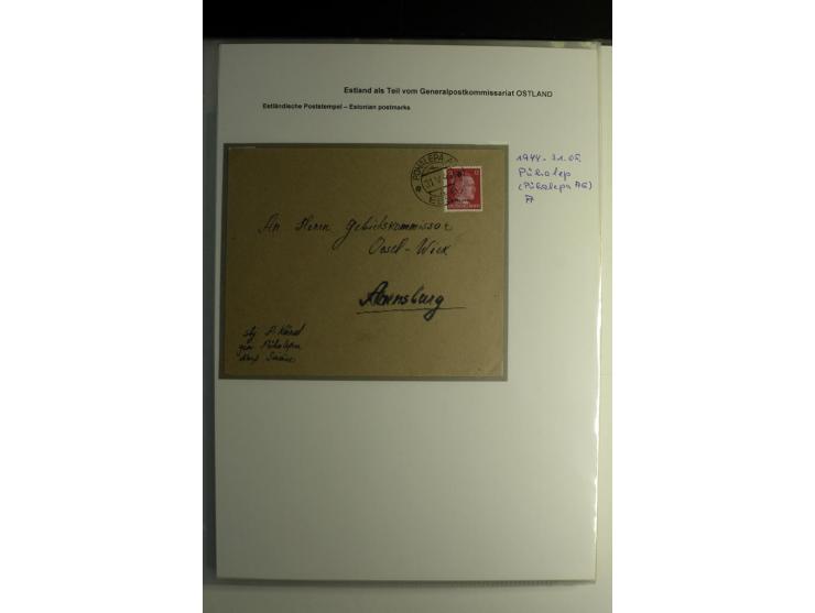 ESTNISCHE STEMPEL: AIMEL bis WÖLLA, über 80 Briefe und Karten, dazu 3 Belege mit Bahnpoststempeln sowie einige Maschinenstemp