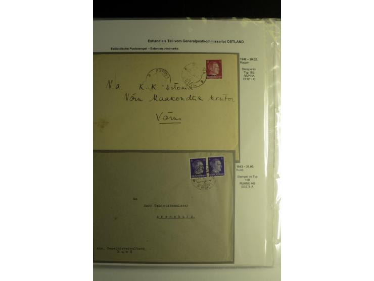 ESTNISCHE STEMPEL: AIMEL bis WÖLLA, über 80 Briefe und Karten, dazu 3 Belege mit Bahnpoststempeln sowie einige Maschinenstemp