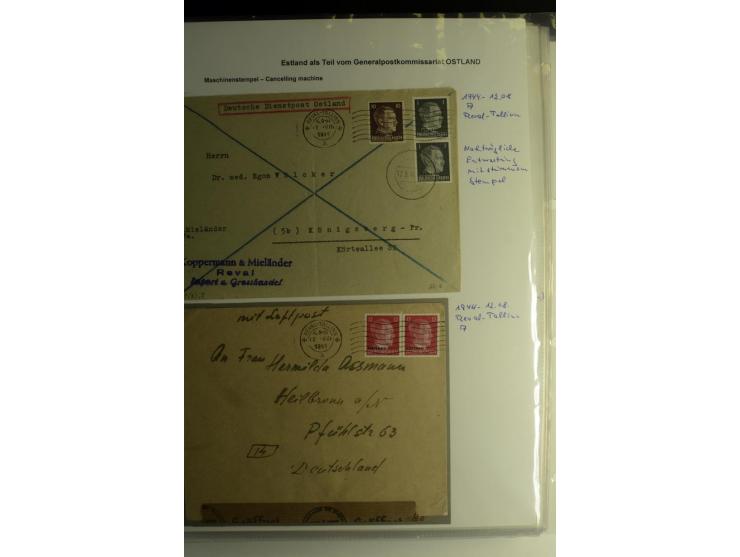ESTNISCHE STEMPEL: AIMEL bis WÖLLA, über 80 Briefe und Karten, dazu 3 Belege mit Bahnpoststempeln sowie einige Maschinenstemp