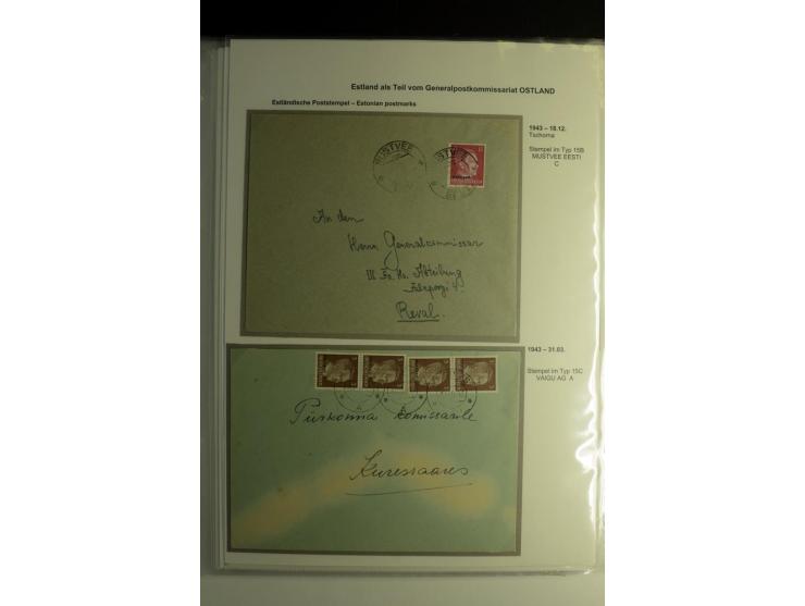 ESTNISCHE STEMPEL: AIMEL bis WÖLLA, über 80 Briefe und Karten, dazu 3 Belege mit Bahnpoststempeln sowie einige Maschinenstemp