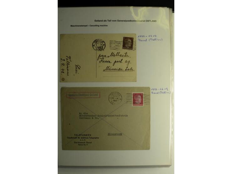 ESTNISCHE STEMPEL: AIMEL bis WÖLLA, über 80 Briefe und Karten, dazu 3 Belege mit Bahnpoststempeln sowie einige Maschinenstemp